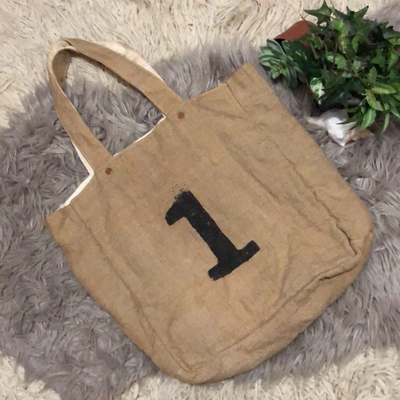 “FEED” Shoppers Tote-Reversible-Large Size-Shoulder Straps-Burlap/Cotton-GUC - Picture 3 of 17